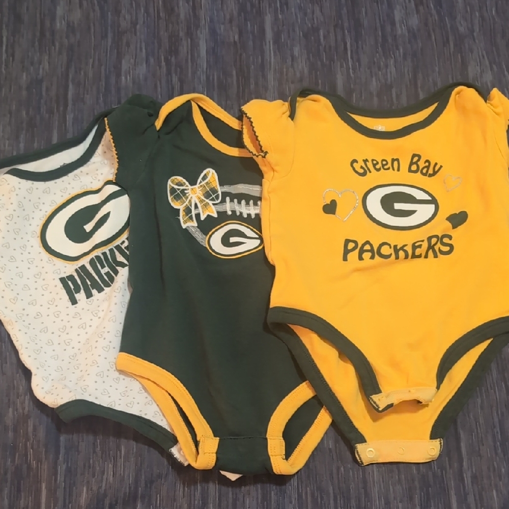NFL Green Bay Packers Kids Bodysuit Trio - Green, Yellow, White
